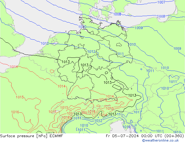 Luchtdruk (Grond) ECMWF vr 05.07.2024 00 UTC