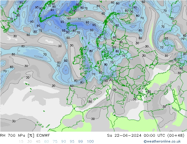 RV 700 hPa ECMWF za 22.06.2024 00 UTC