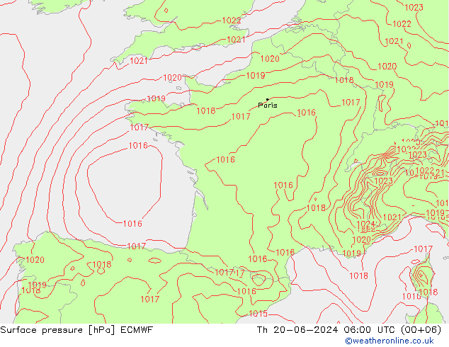 Yer basıncı ECMWF Per 20.06.2024 06 UTC