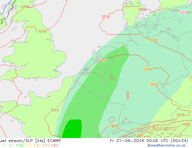 高速氣流/地面气压 ECMWF 星期五 21.06.2024 00 UTC