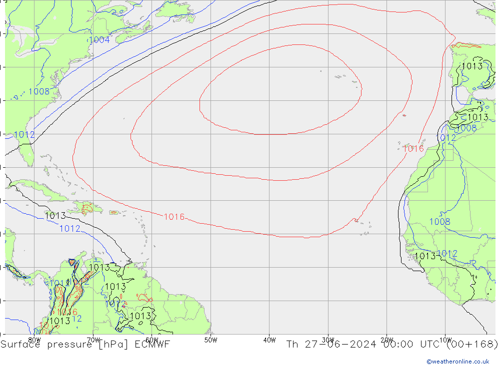 Luchtdruk (Grond) ECMWF do 27.06.2024 00 UTC