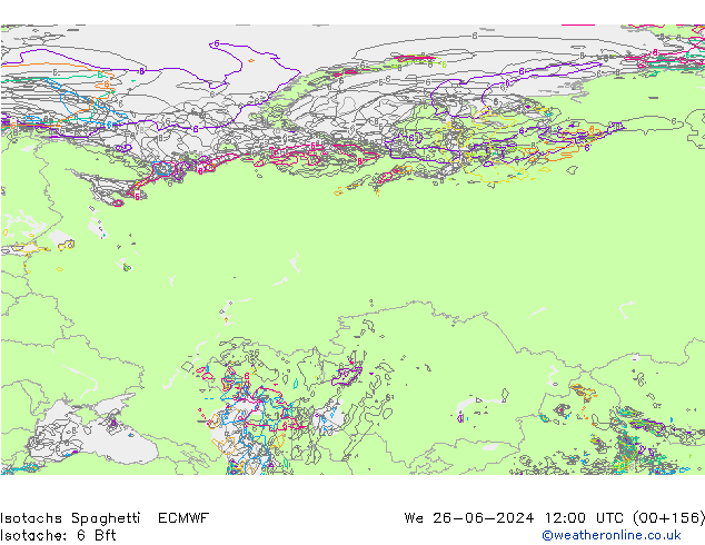 Isotachs Spaghetti ECMWF We 26.06.2024 12 UTC