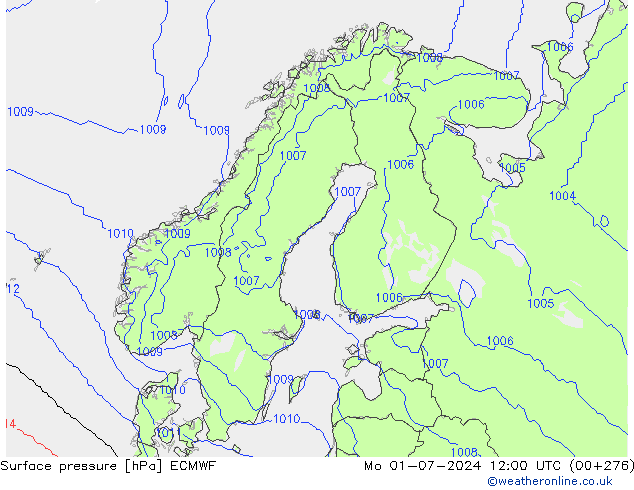 Surface pressure ECMWF Mo 01.07.2024 12 UTC