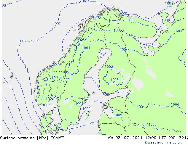 Atmosférický tlak ECMWF St 03.07.2024 12 UTC