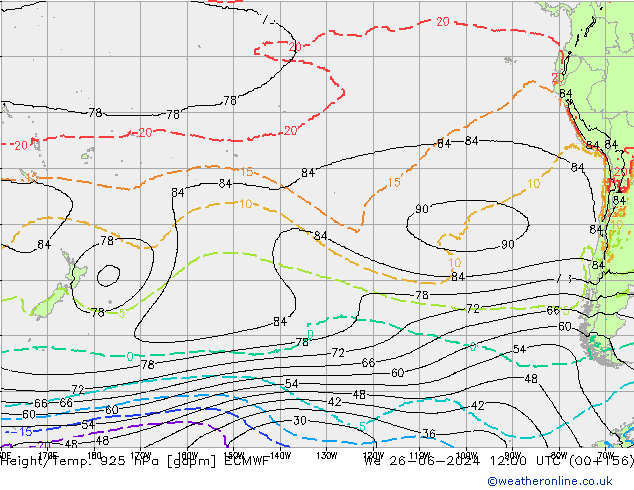 Height/Temp. 925 гПа ECMWF ср 26.06.2024 12 UTC
