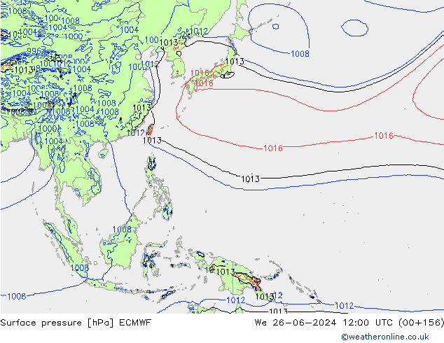Pressione al suolo ECMWF mer 26.06.2024 12 UTC