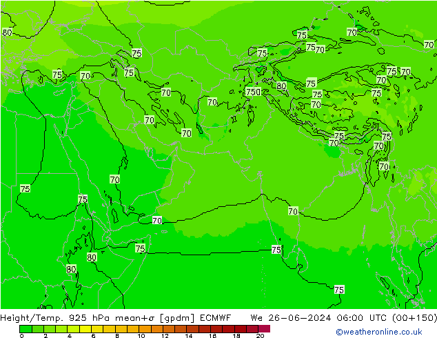 Height/Temp. 925 гПа ECMWF ср 26.06.2024 06 UTC