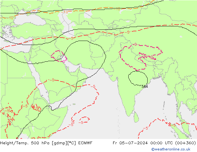 Height/Temp. 500 hPa ECMWF Fr 05.07.2024 00 UTC