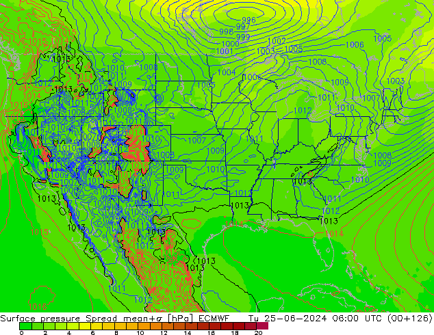 pressão do solo Spread ECMWF Ter 25.06.2024 06 UTC