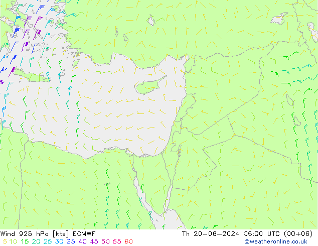 Wind 925 hPa ECMWF Th 20.06.2024 06 UTC