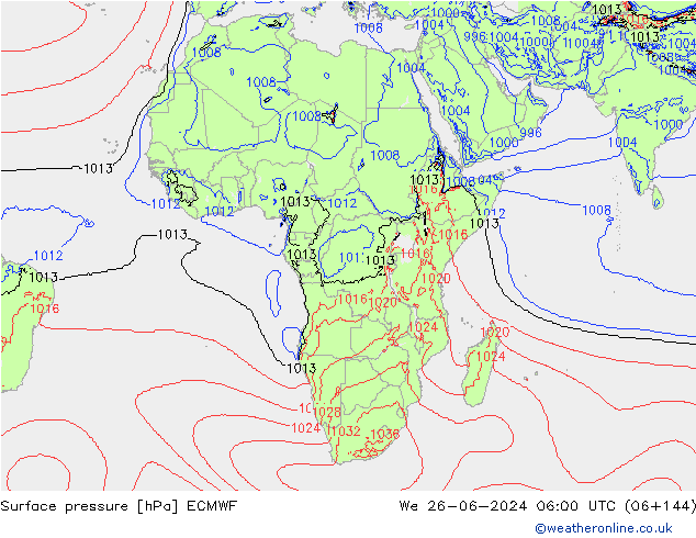 приземное давление ECMWF ср 26.06.2024 06 UTC