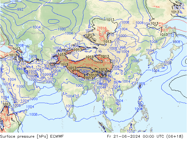 приземное давление ECMWF пт 21.06.2024 00 UTC