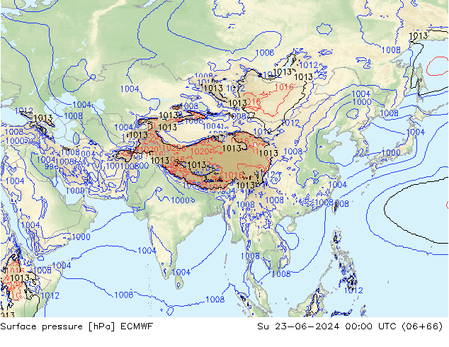 Yer basıncı ECMWF Paz 23.06.2024 00 UTC