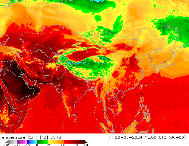 température (2m) ECMWF jeu 20.06.2024 12 UTC