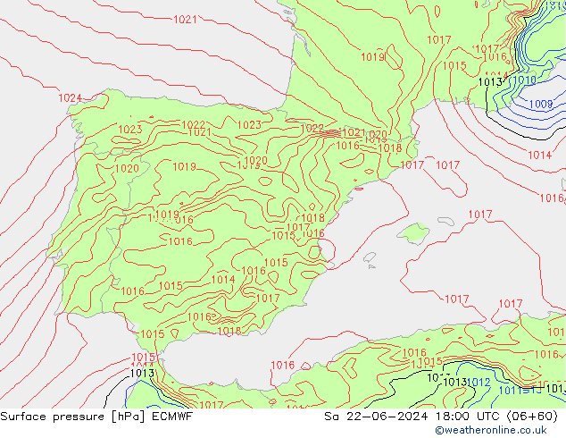 Yer basıncı ECMWF Cts 22.06.2024 18 UTC