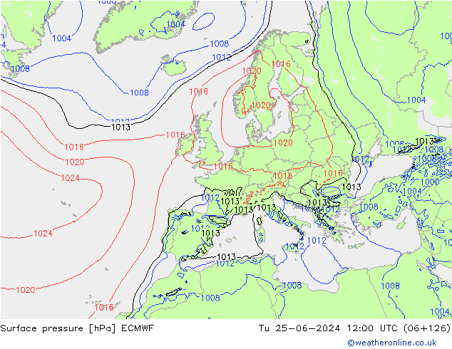 pressão do solo ECMWF Ter 25.06.2024 12 UTC