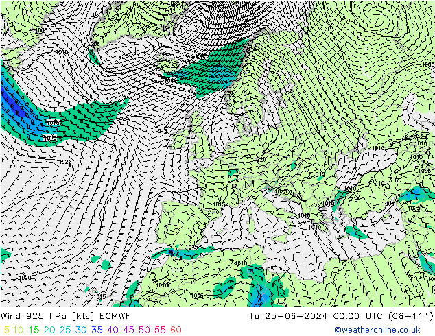 Wind 925 hPa ECMWF Di 25.06.2024 00 UTC