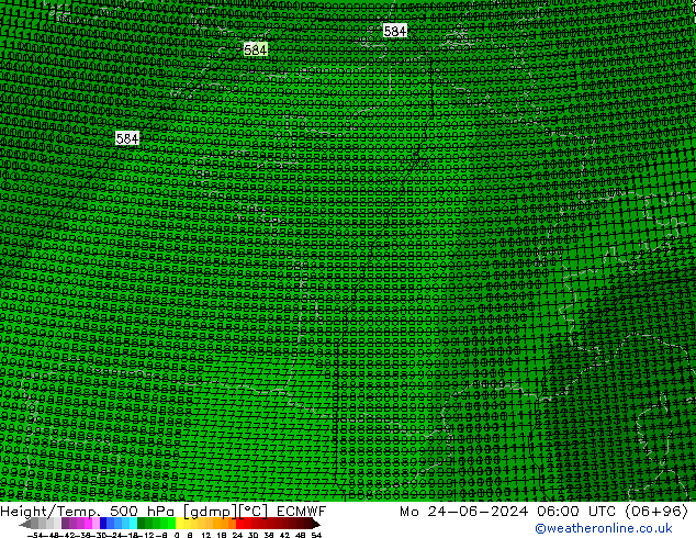 Height/Temp. 500 hPa ECMWF Po 24.06.2024 06 UTC