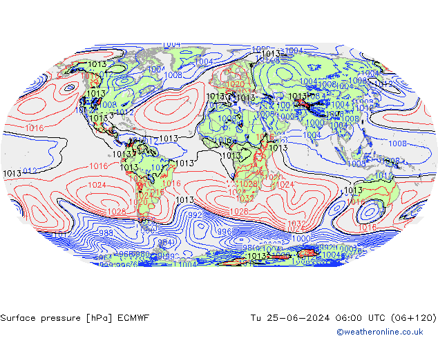 Bodendruck ECMWF Di 25.06.2024 06 UTC