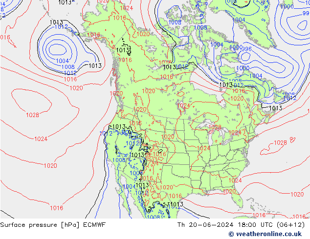 Surface pressure ECMWF Th 20.06.2024 18 UTC