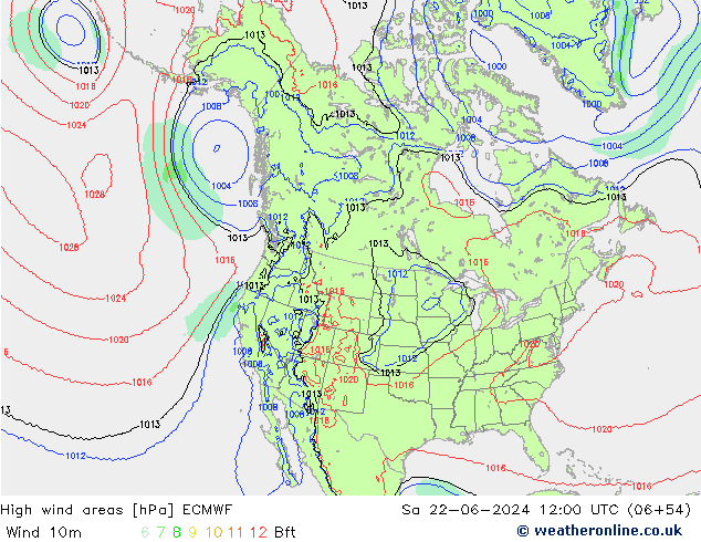 High wind areas ECMWF sáb 22.06.2024 12 UTC
