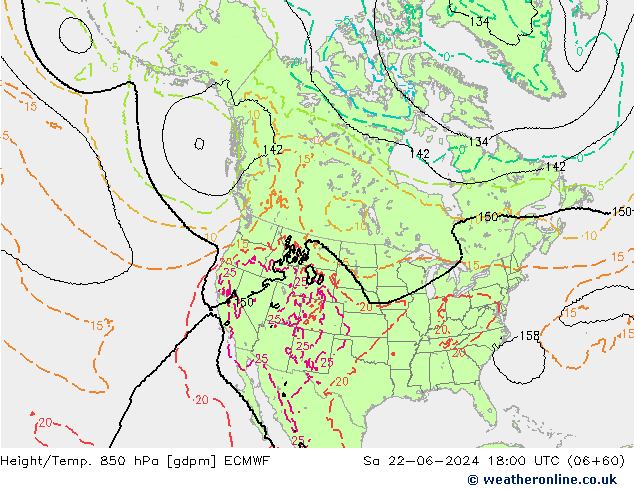 Yükseklik/Sıc. 850 hPa ECMWF Cts 22.06.2024 18 UTC