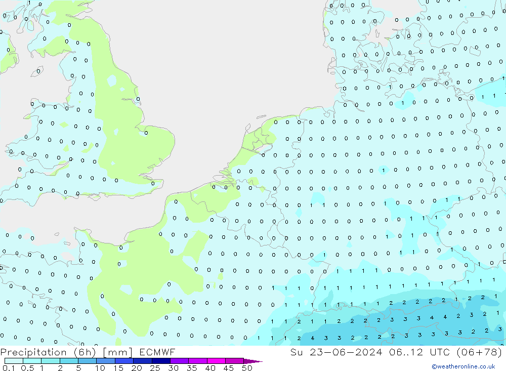 Precipitación (6h) ECMWF dom 23.06.2024 12 UTC