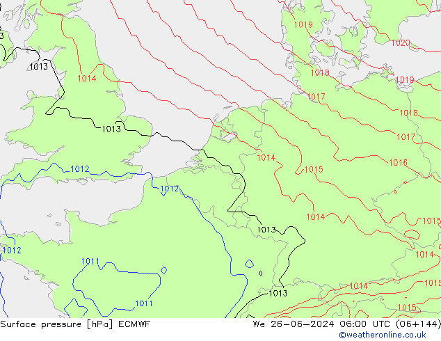 Bodendruck ECMWF Mi 26.06.2024 06 UTC
