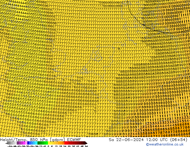 Hoogte/Temp. 850 hPa ECMWF za 22.06.2024 12 UTC