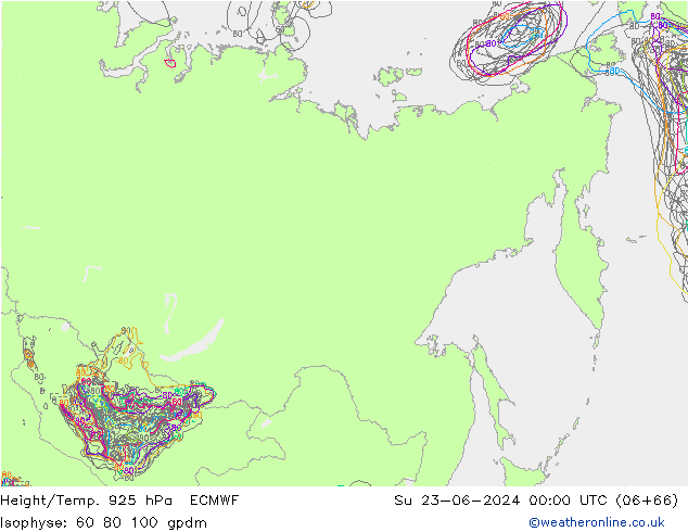Height/Temp. 925 hPa ECMWF Su 23.06.2024 00 UTC