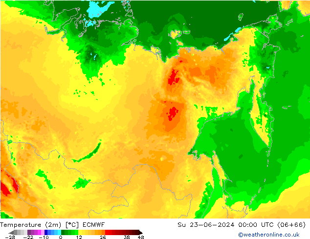 Temperature (2m) ECMWF Su 23.06.2024 00 UTC