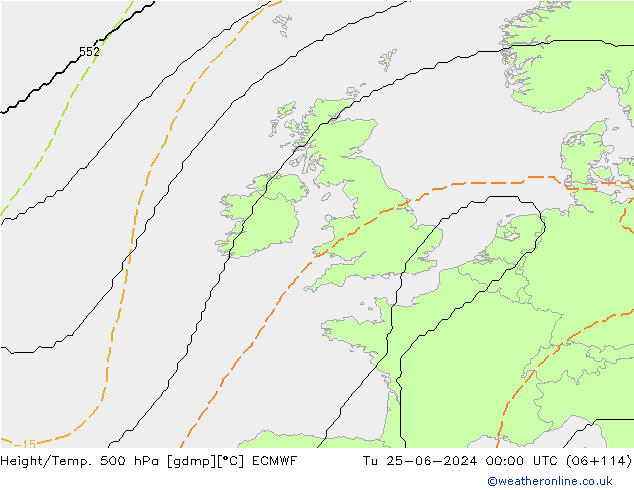 Yükseklik/Sıc. 500 hPa ECMWF Sa 25.06.2024 00 UTC
