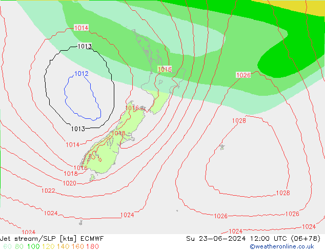 Jet stream/SLP ECMWF Su 23.06.2024 12 UTC