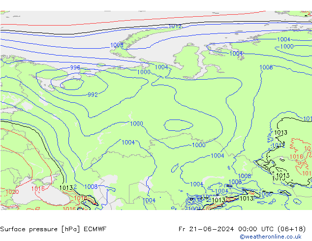 Luchtdruk (Grond) ECMWF vr 21.06.2024 00 UTC
