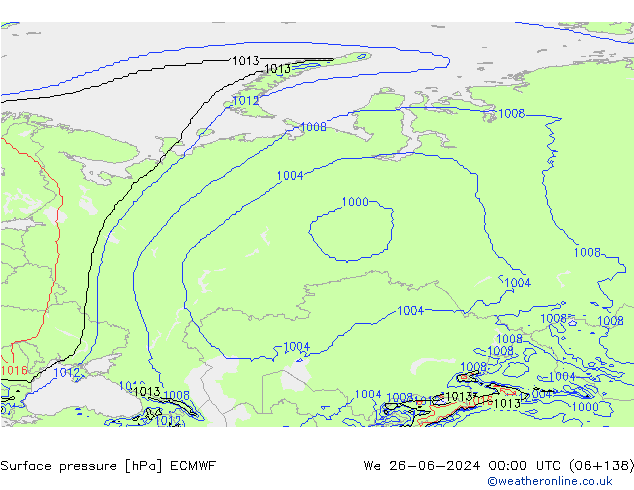 Bodendruck ECMWF Mi 26.06.2024 00 UTC