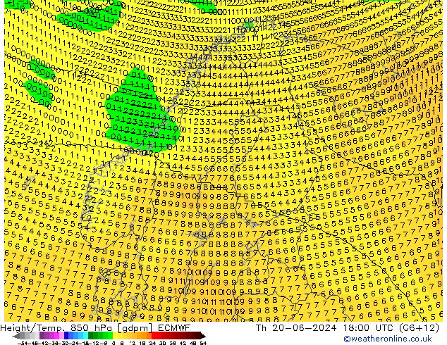 Height/Temp. 850 hPa ECMWF Do 20.06.2024 18 UTC