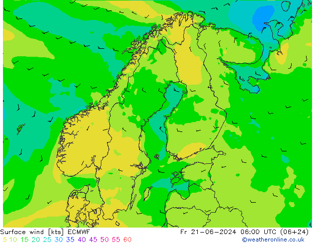 风 10 米 ECMWF 星期五 21.06.2024 06 UTC