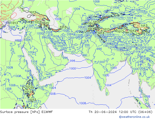 Pressione al suolo ECMWF gio 20.06.2024 12 UTC