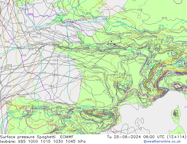 pressão do solo Spaghetti ECMWF Ter 25.06.2024 06 UTC
