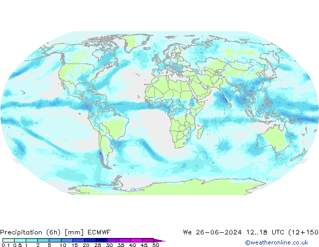 Precipitation (6h) ECMWF St 26.06.2024 18 UTC