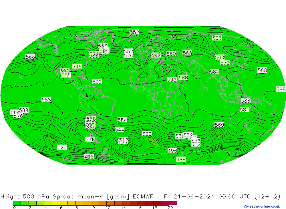 Height 500 hPa Spread ECMWF Fr 21.06.2024 00 UTC