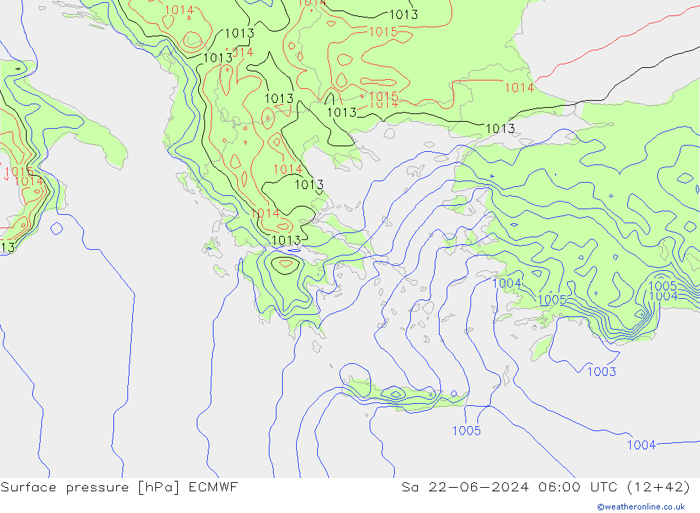 Luchtdruk (Grond) ECMWF za 22.06.2024 06 UTC