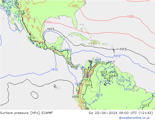 Pressione al suolo ECMWF sab 22.06.2024 06 UTC