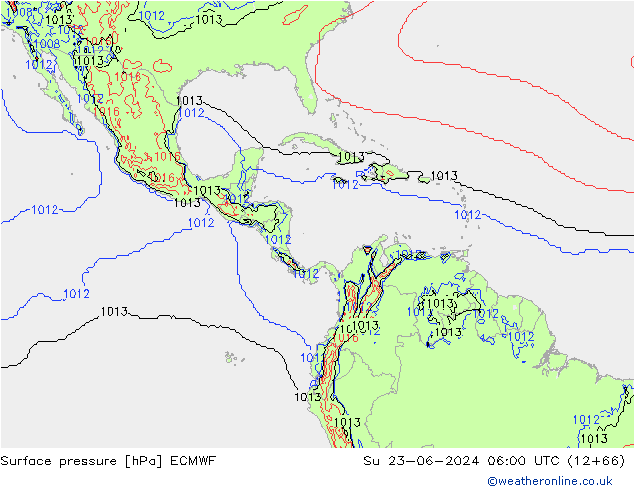 Surface pressure ECMWF Su 23.06.2024 06 UTC