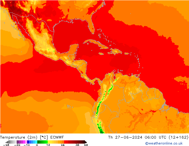 Sıcaklık Haritası (2m) ECMWF Per 27.06.2024 06 UTC