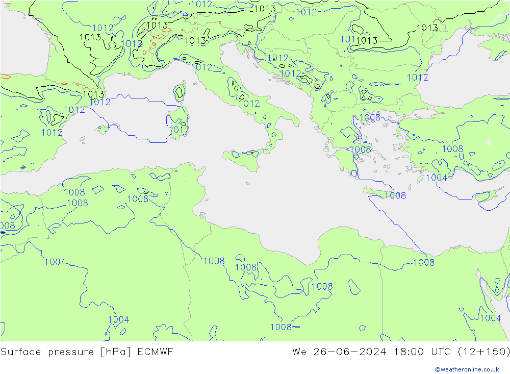 pression de l'air ECMWF mer 26.06.2024 18 UTC