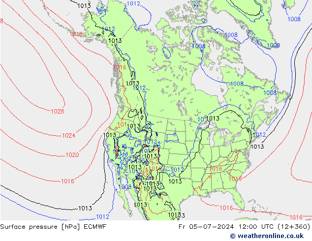 Pressione al suolo ECMWF ven 05.07.2024 12 UTC