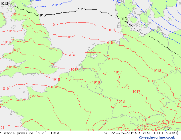 Surface pressure ECMWF Su 23.06.2024 00 UTC