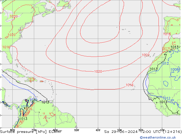 приземное давление ECMWF сб 29.06.2024 12 UTC