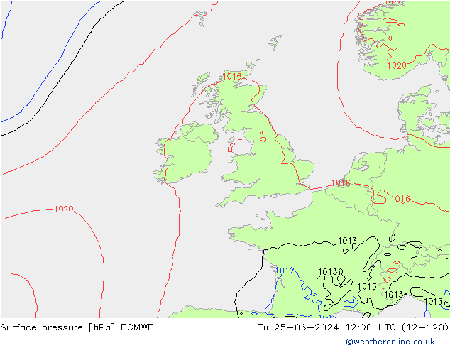 ciśnienie ECMWF wto. 25.06.2024 12 UTC